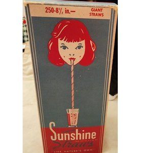 Vintage SUNSHINE STRAWS Paper Straws SODA FOUNTAIN Ad Retro MCM 1947
